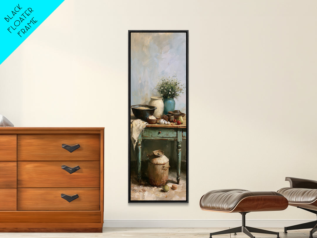 Sunlit Farmhouse Table Objects Without Room View Canvas Print, Dining Room Art, Coastal Decor, Dining Room Decor, Dining, DRA-1x3-53