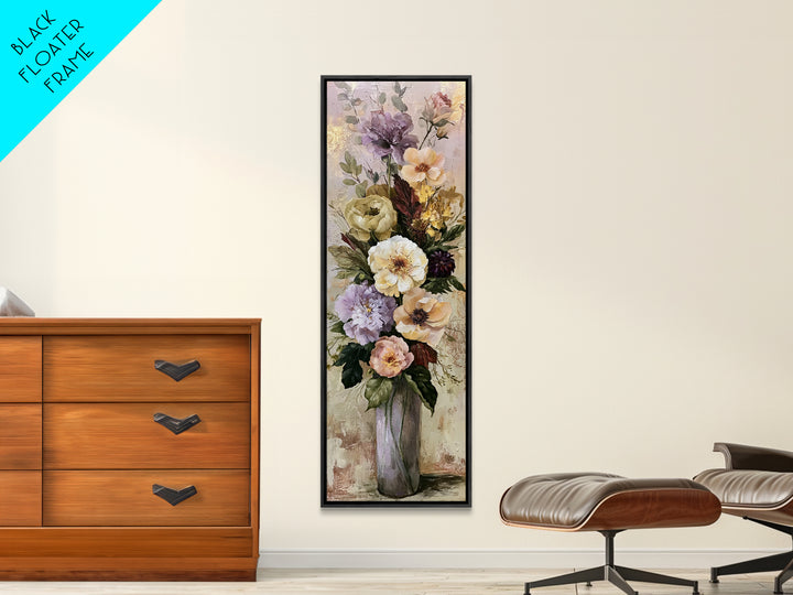 Large Floral Centerpiece Framed Canvas Print, Dining Room Art, Kitchen Prints, Dining Room Decor, Oil Painting, Dining, DRA-1x3-62