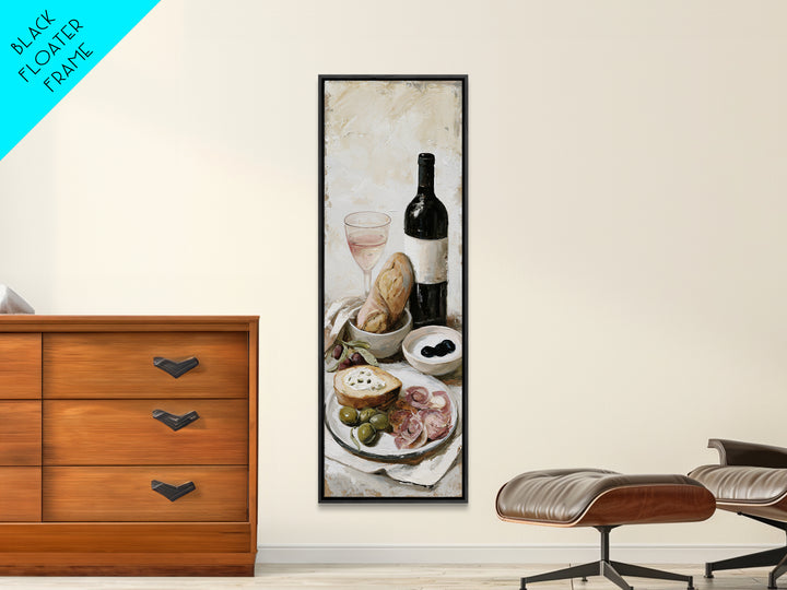 French Bistro Food Illustration Without Text Canvas Print, Dining Room Art, Kitchen Wall Decor, Dining Room Decor, Dining, DRA-1x3-70