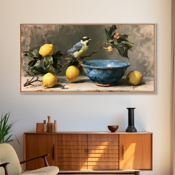 Italian Lemon Branch Framed Canvas Print, Dining Room Art, Art Print, Dining Room Decor, Oil Painting, Dining, Abstract Art, DRA-2x1-1