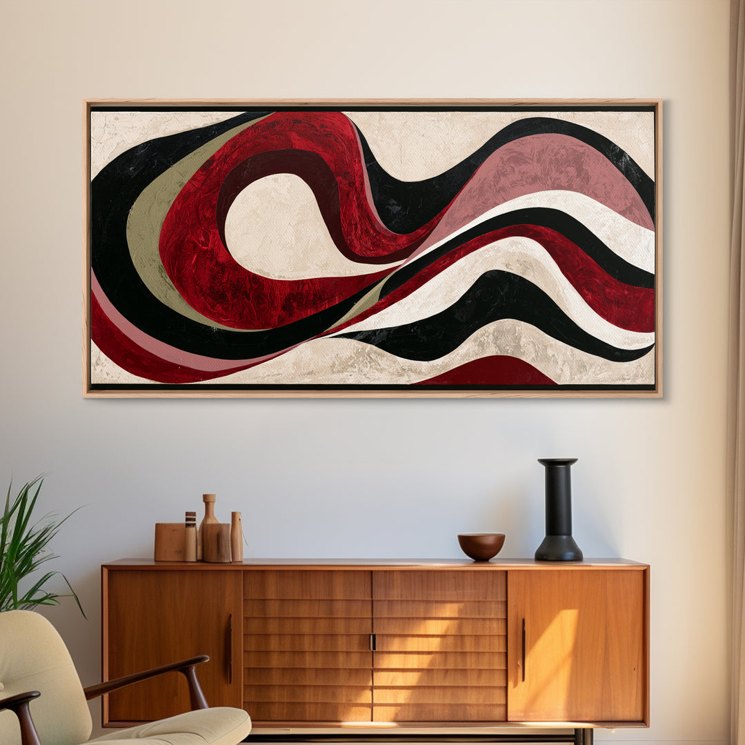 Abstract Red Wine Swirl Framed Canvas Print, Dining Room Art, Dining Room Wall Art, Dining Room Decor, Abstract Art, Dining, DRA-2x1-14