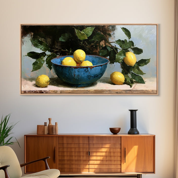 Italian Lemon Branch Framed Canvas Print, Dining Room Art, Art Print, Dining Room Decor, Oil Painting, Dining, Abstract Art, DRA-2x1-25