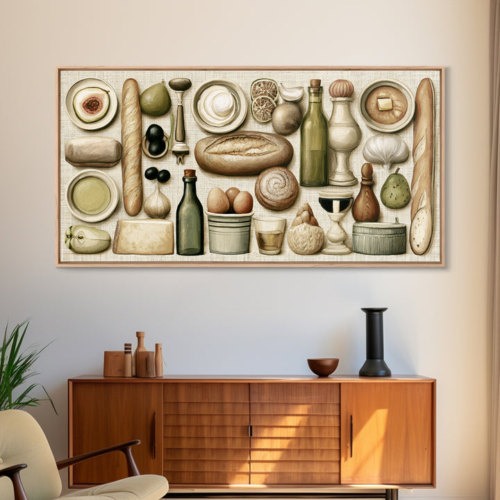 French Bistro Food Illustration Without Text Canvas Print, Dining Room Art, Art Print, Dining Room Decor, Fine Art, Dining, DRA-2x1-54
