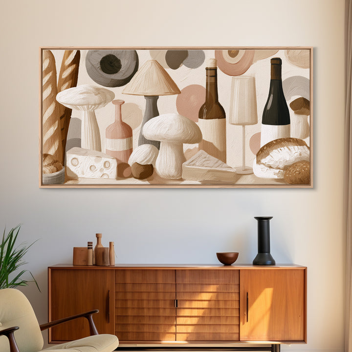 French Bistro Food Illustration Without Text Framed Canvas Print, Dining Room Art, Modern Decor, Dining Room Decor, Dining, DRA-2x1-6