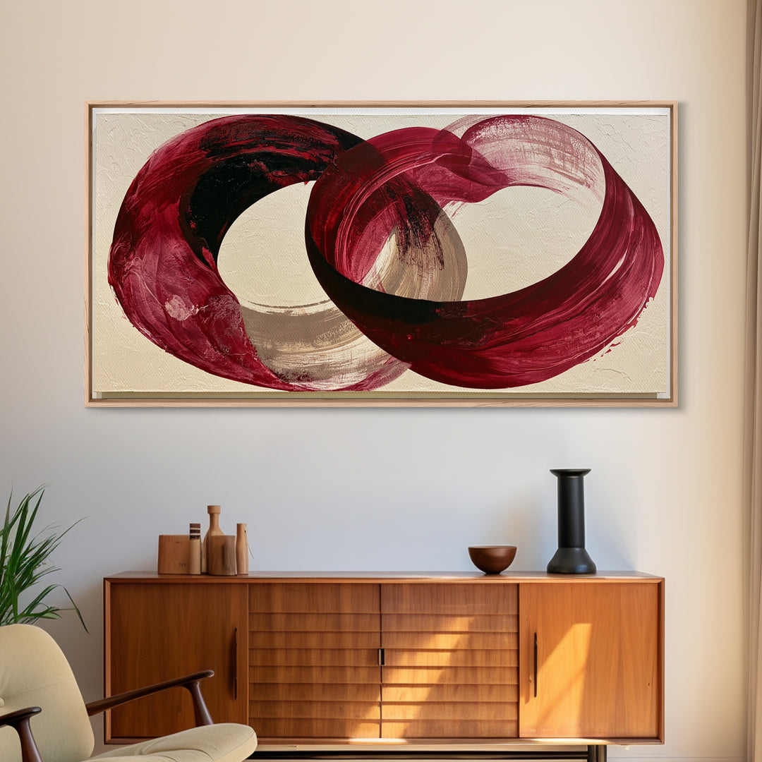 Abstract Red Wine Swirl Canvas Print, Dining Room Art, Statement Artwork, Dining Room Decor, Abstract Art, Dining, DRA-2x1-62