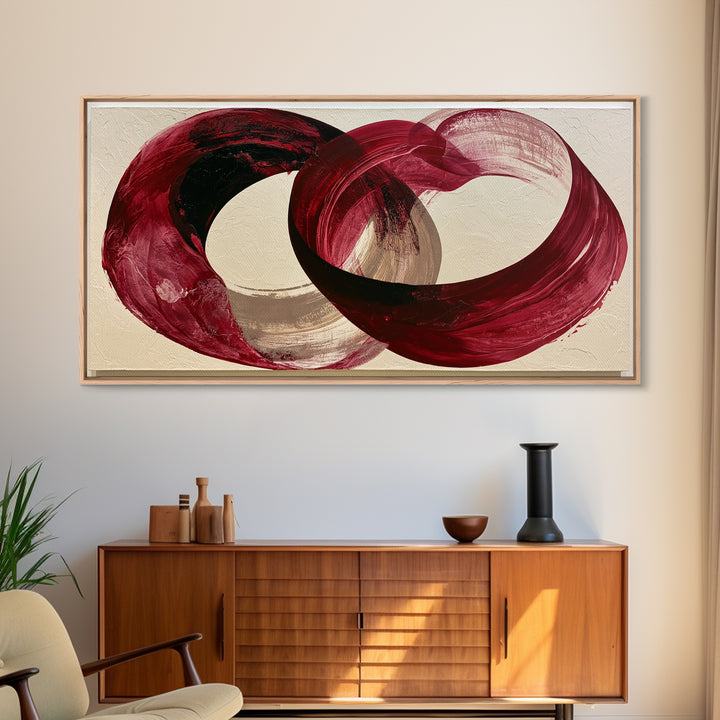 Abstract Red Wine Swirl Canvas Print, Dining Room Art, Statement Artwork, Dining Room Decor, Abstract Art, Dining, DRA-2x1-62