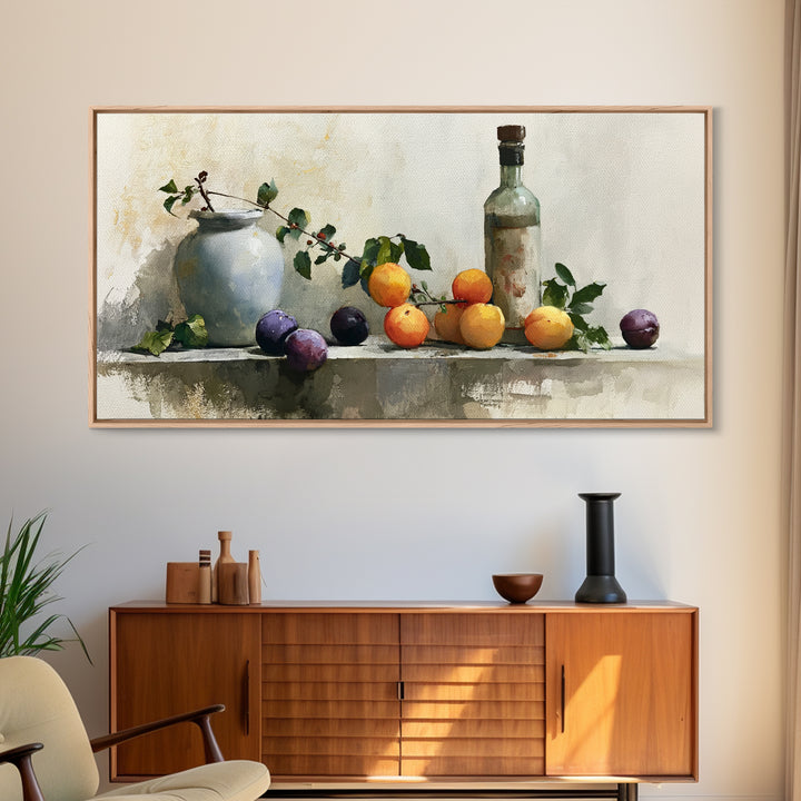 Peach and Plum Still Life Canvas Print, Dining Room Art, Canvas Wall Art, Dining Room Decor, Fine Art, Dining, Modern Wall Art, DRA-2x1-64