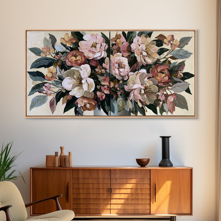 Large Expressive Flower Vase Canvas Print, Dining Room Art, Abstract Art, Dining Room Decor, Watercolor Art, Dining, DRA-2x1-68
