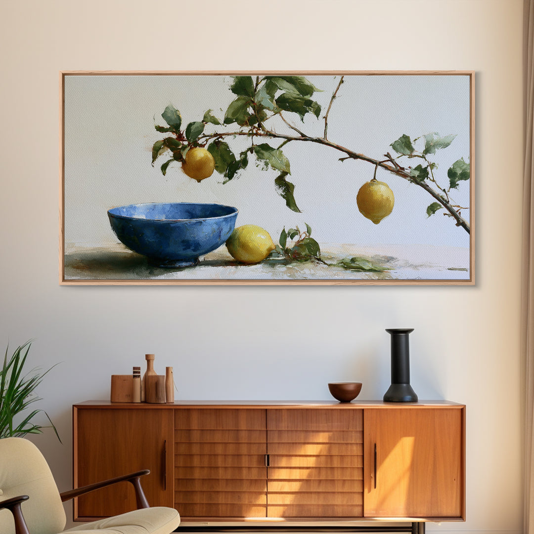 Italian Lemon Branch Canvas Print, Dining Room Art, Wall Art, Dining Room Decor, Watercolor Art, Dining, Printable Art, DRA-2x1-73