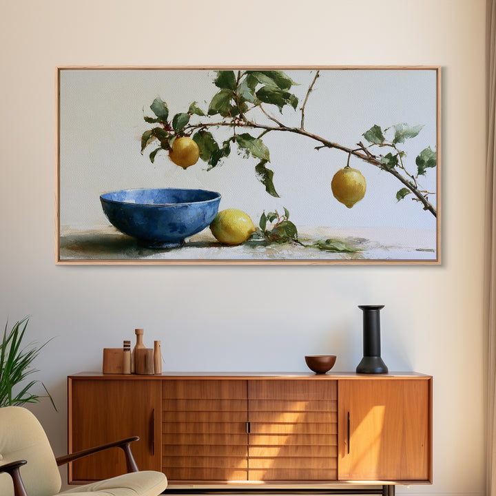 Italian Lemon Branch Canvas Print, Dining Room Art, Wall Art, Dining Room Decor, Watercolor Art, Dining, Printable Art, DRA-2x1-73