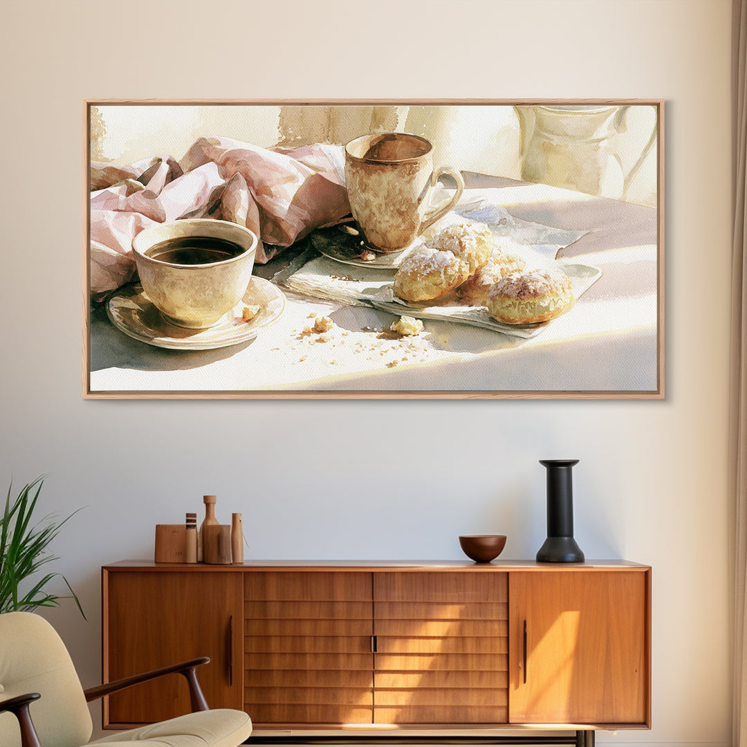 Coffee and Pastry Scene for Breakfast Nook Canvas Print, Dining Room Art, Room Decor, Dining Room Decor, Fine Art, Dining, DRA-2x1-82