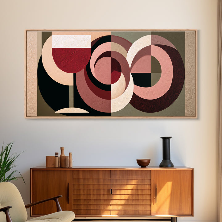 Abstract Red Wine Swirl Framed Canvas Print, Dining Room Art, Textured Painting, Dining Room Decor, Abstract Art, Dining, DRA-2x1-86