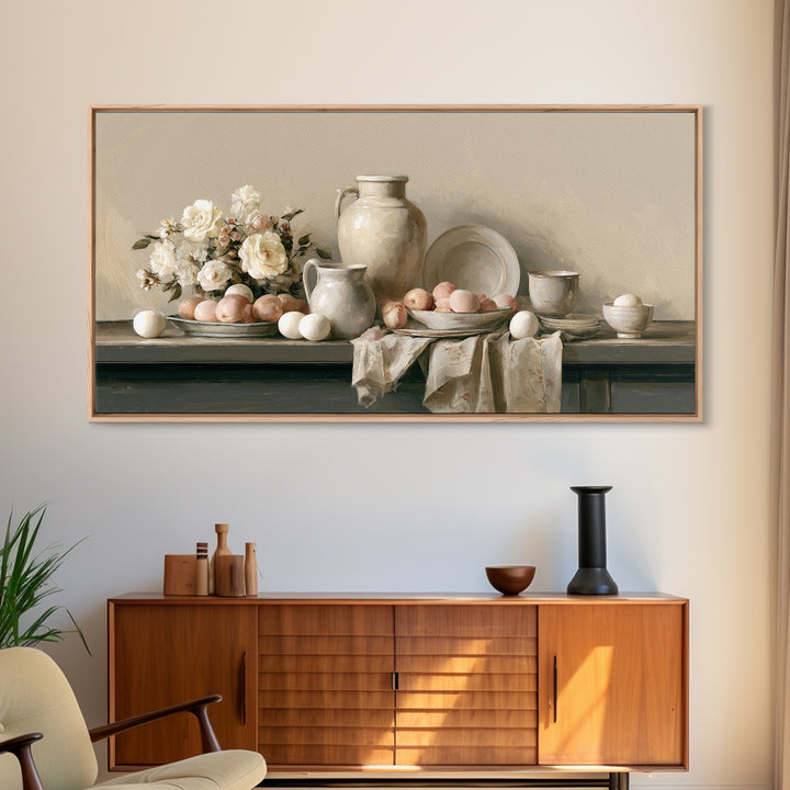 Classic Dutch Feast Arrangement Framed Canvas Print, Dining Room Art, Modern Wall Art, Dining Room Decor, Fine Art, Dining, DRA-2x1-87
