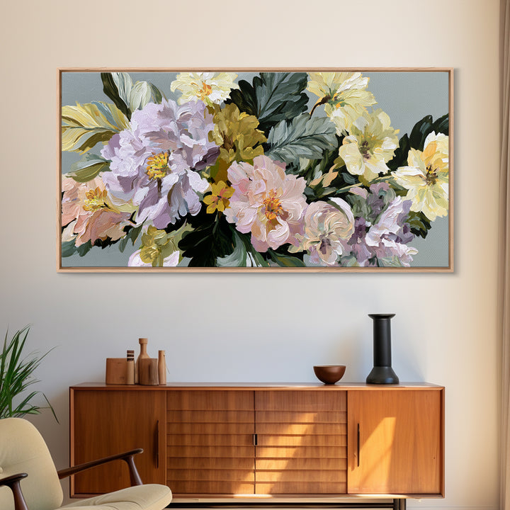 Large Expressive Flower Vase Framed Canvas Print, Dining Room Art, Printable Art, Dining Room Decor, Watercolor Art, Dining, DRA-2x1-92