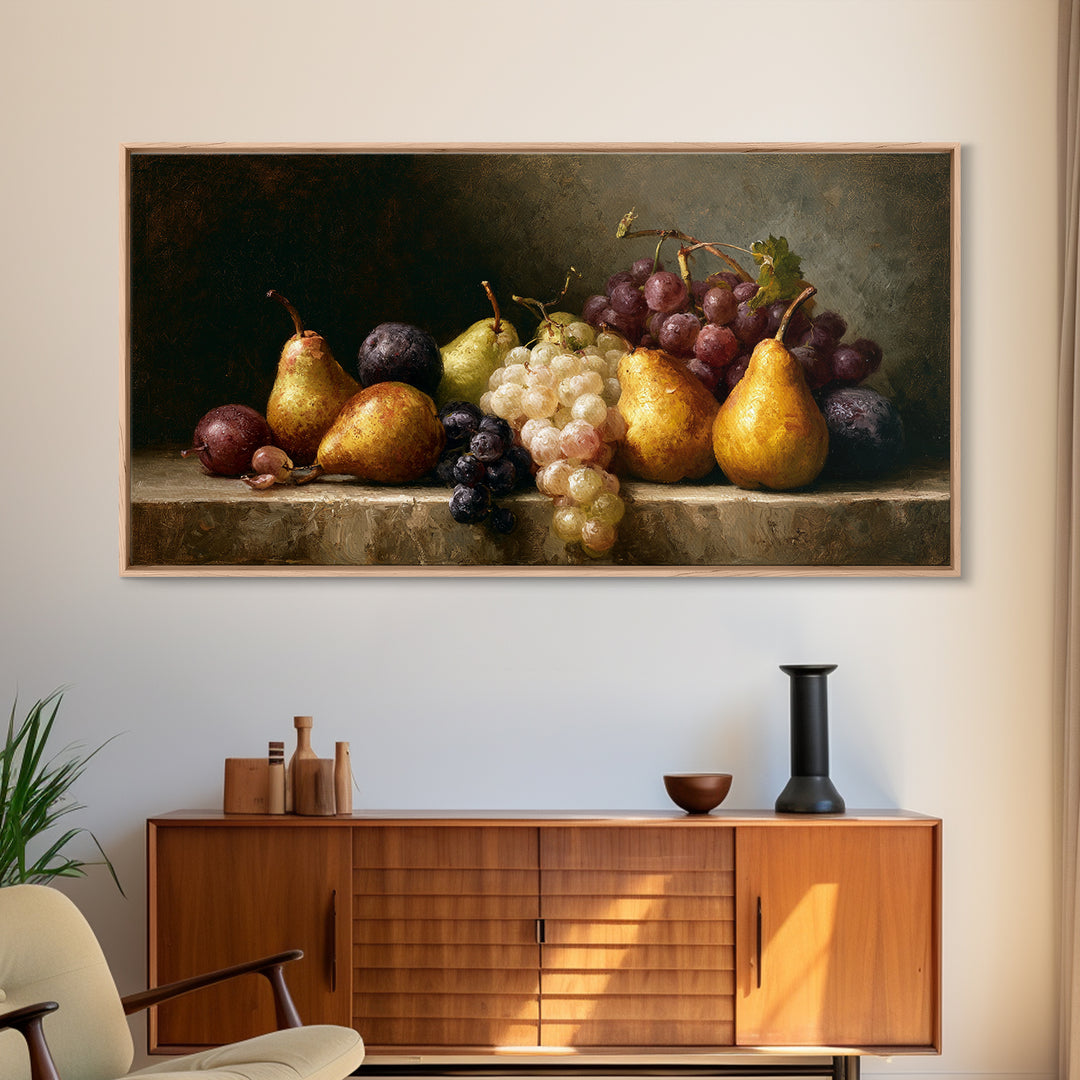 Classical Fruit Still Life Canvas Print, Dining Room Art, Large Wall Art, Dining Room Decor, Dining, Watercolor Painting, DRA-2x1-93
