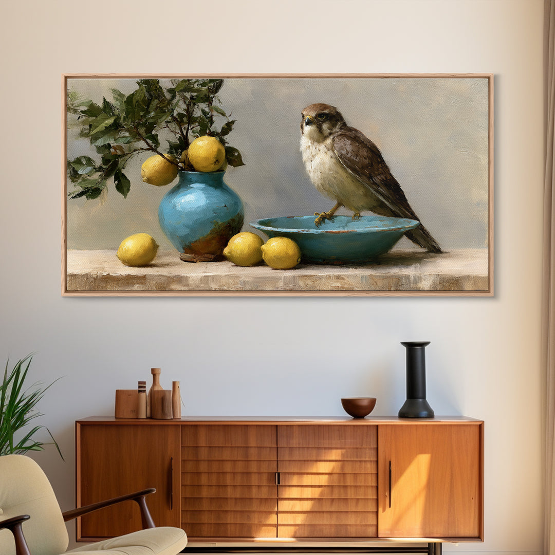Italian Lemon Branch Framed Canvas Print, Dining Room Art, Canvas Wall Art, Dining Room Decor, Watercolor Art, Dining, DRA-2x1-97