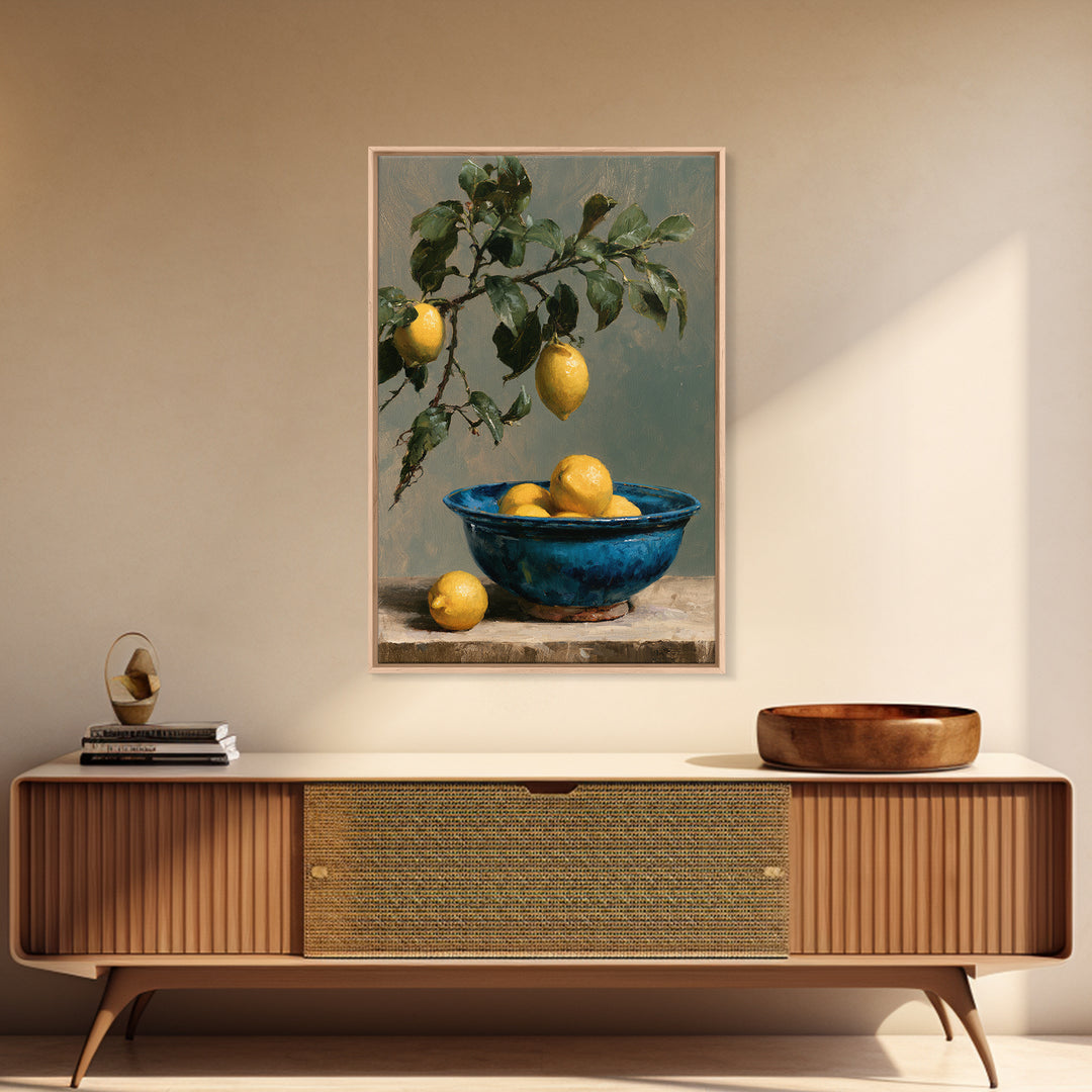 Italian Lemon Branch Framed Canvas Print, Dining Room Art, Room Decor, Dining Room Decor, Fine Art, Dining, Canvas Art, DRA-2x3-13