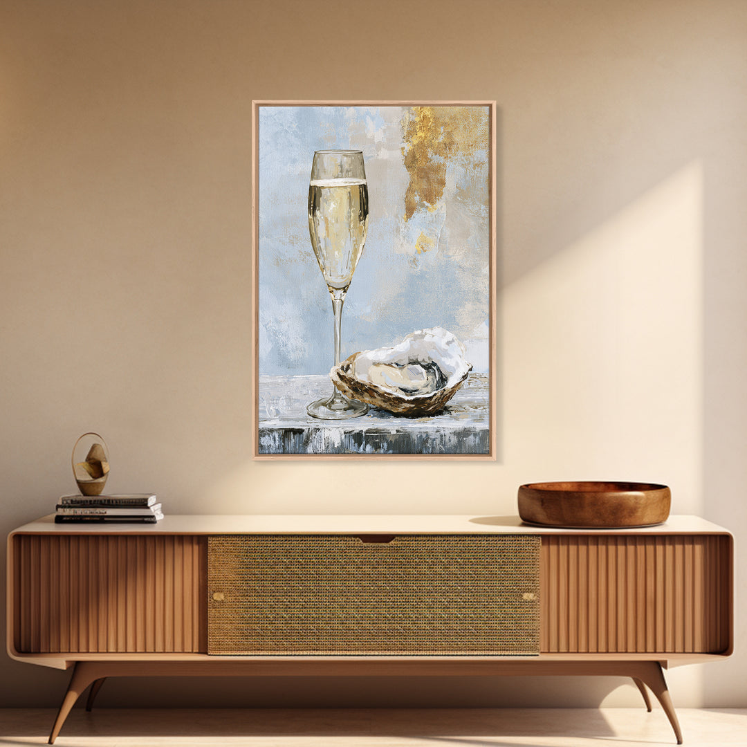 Elegant Oyster and Champagne Still Life Canvas Print, Dining Room Art, Bedroom Wall Art, Dining Room Decor, Fine Art, Dining, DRA-2x3-15