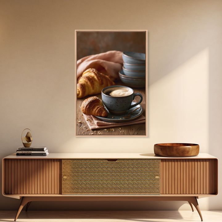 Coffee and Pastry Scene for Breakfast Nook Framed Canvas Print, Dining Room Art, Statement Artwork, Dining Room Decor, Dining, DRA-2x3-22