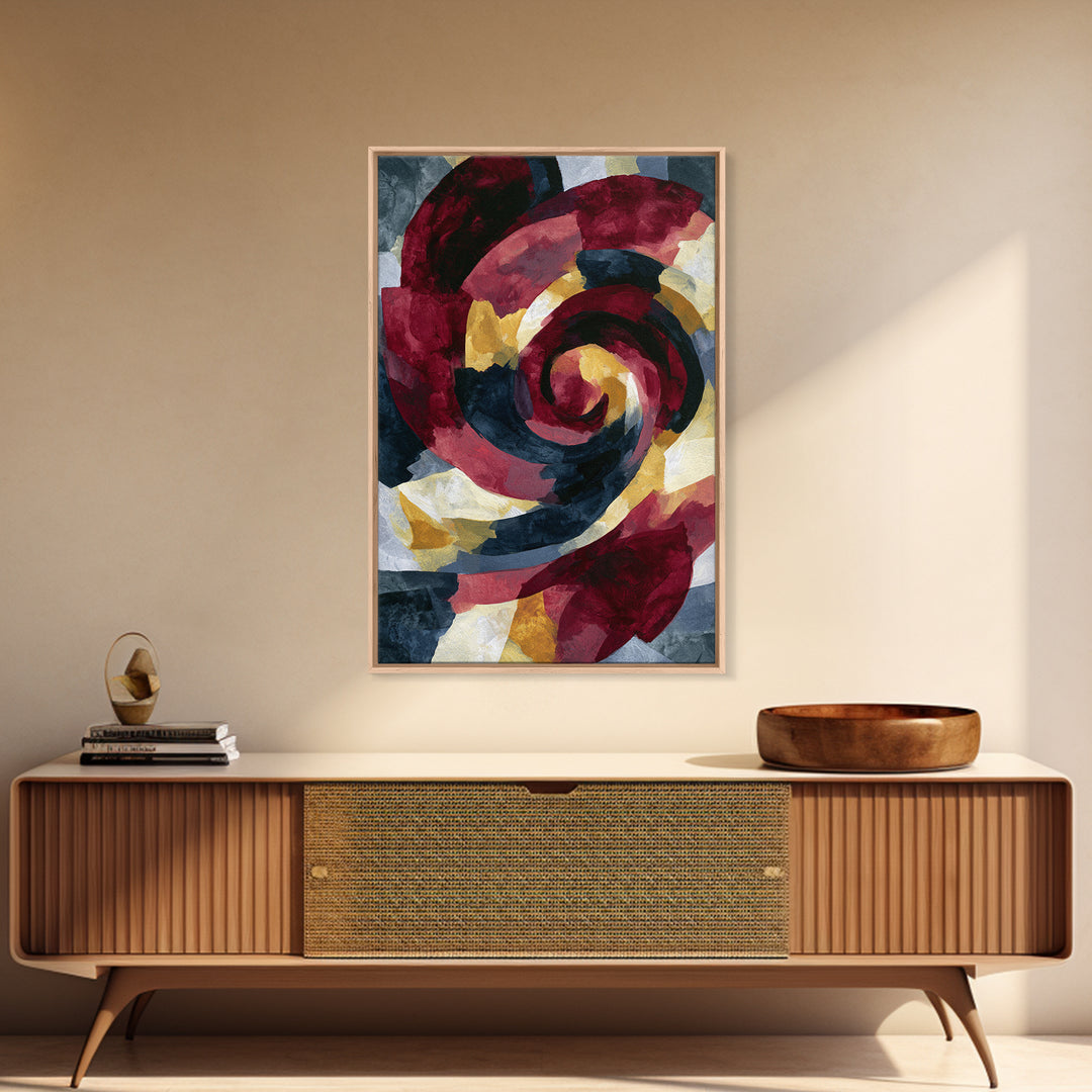 Abstract Red Wine Swirl Framed Canvas Print, Dining Room Art, Gallery Decor, Dining Room Decor, Dining, Minimalist Decor, DRA-2x3-26