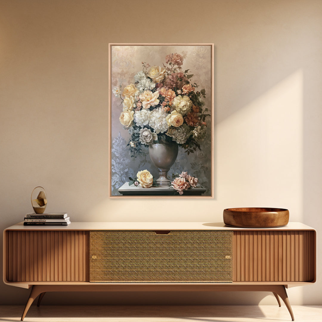 Classic Dutch Feast Arrangement Framed Canvas Print, Dining Room Art, Watercolor Painting, Dining Room Decor, Fine Art, Dining, DRA-2x3-3