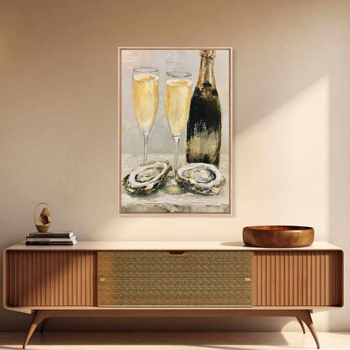 Elegant Oyster and Champagne Still Life Canvas Print, Dining Room Art, Wall Decor, Dining Room Decor, Fine Art, Dining, DRA-2x3-39