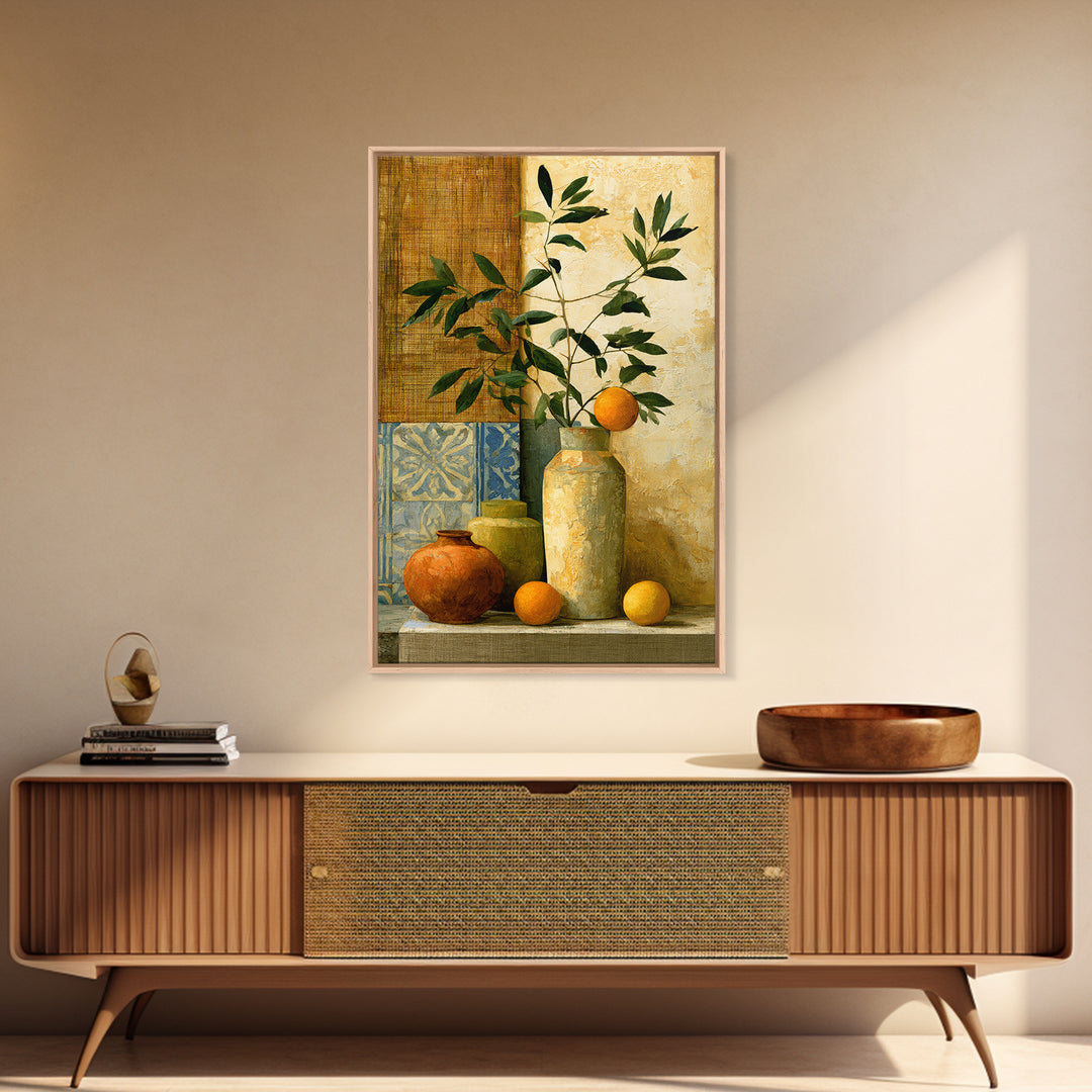 Mediterranean Olive Branch and Citrus Arrangement Canvas Print, Dining Room Art, Bedroom Wall Art, Dining Room Decor, Dining, DRA-2x3-44