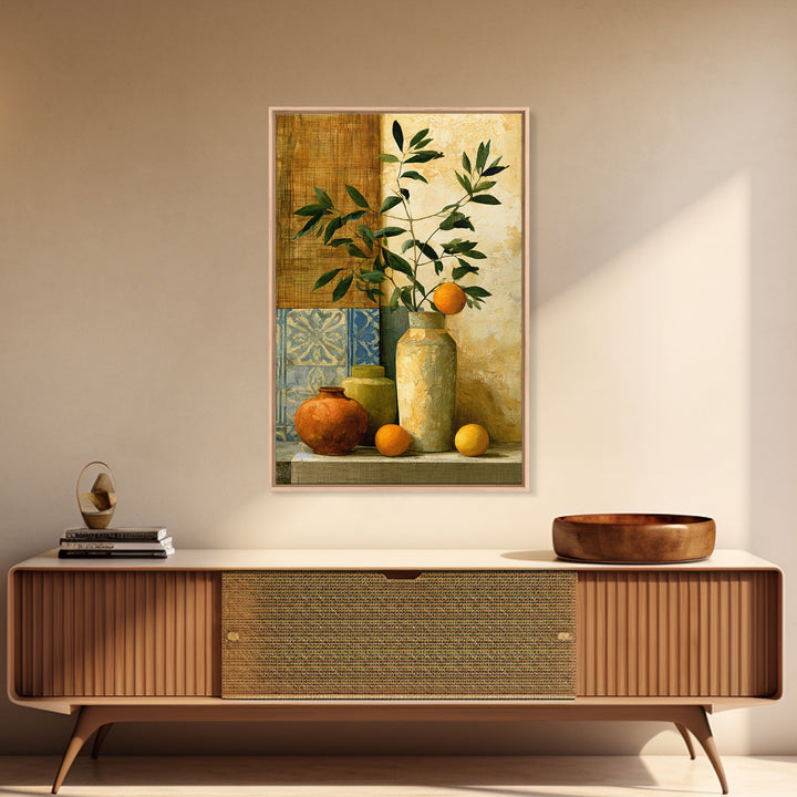 Mediterranean Olive Branch and Citrus Arrangement Canvas Print, Dining Room Art, Bedroom Wall Art, Dining Room Decor, Dining, DRA-2x3-44