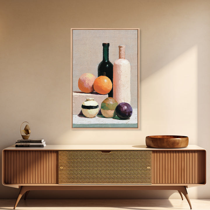 Peach and Plum Still Life Framed Canvas Print, Dining Room Art, Canvas Wall Art, Dining Room Decor, Fine Art, Dining, DRA-2x3-76