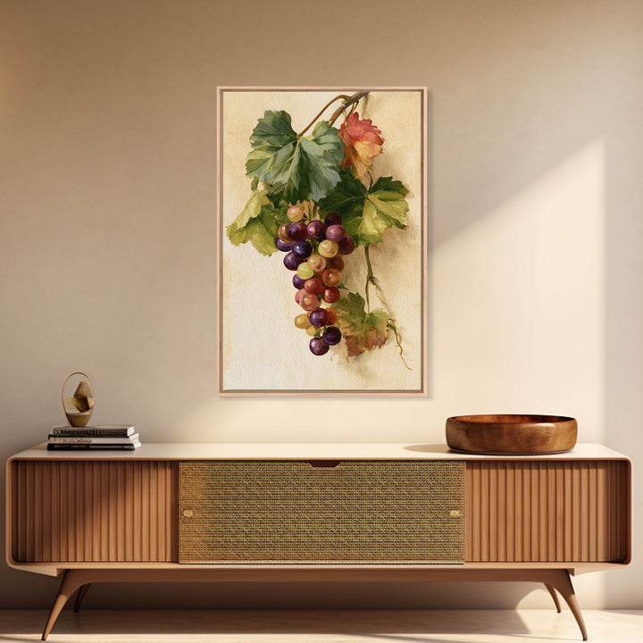 Botanical Grapevine with Leaves and Fruit Canvas Print, Dining Room Art, Large Wall Art, Dining Room Decor, Fine Art, Dining, DRA-2x3-77