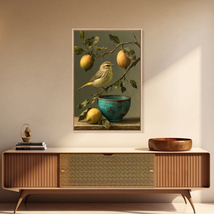 Italian Lemon Branch Framed Canvas Print, Dining Room Art, Abstract Art, Dining Room Decor, Oil Painting, Dining, DRA-2x3-85