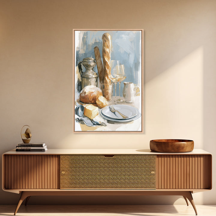 French Bistro Food Illustration Without Text Framed Canvas Print, Dining Room Art, Home Decor, Dining Room Decor, Dining, DRA-2x3-90