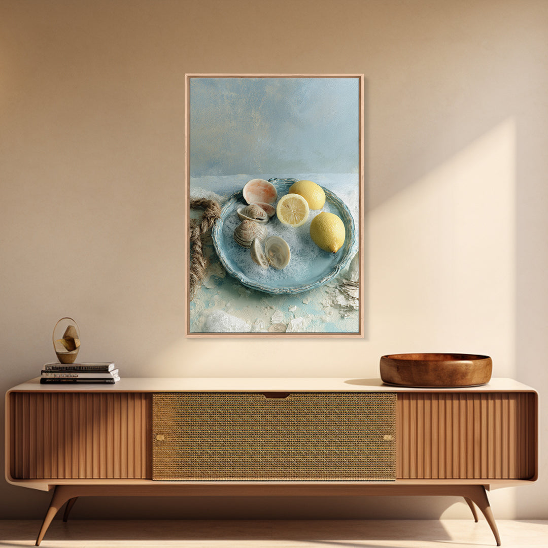 Shellfish and Lemon Still Life Canvas Print, Dining Room Art, Contemporary Art, Dining Room Decor, Fine Art, Dining, DRA-2x3-96
