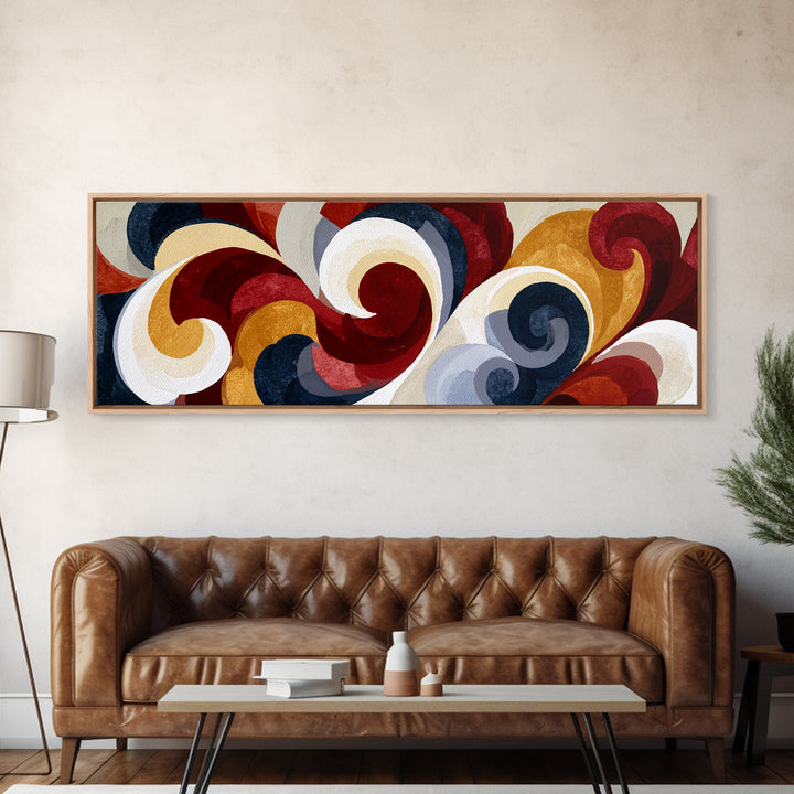 Abstract Red Wine Swirl Framed Canvas Print, Dining Room Art, Textured Painting, Dining Room Decor, Abstract Art, Dining, DRA-3x1-10