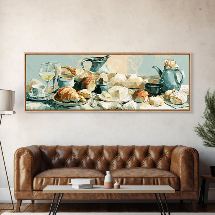 French Bistro Food Illustration Without Text Framed Canvas Print, Dining Room Art, Wall Art, Dining Room Decor, Dining, DRA-3x1-2