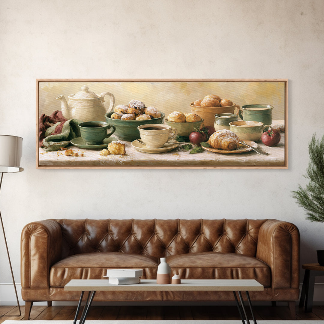 Coffee and Pastry Scene for Breakfast Nook Canvas Print, Dining Room Art, Room Decor, Dining Room Decor, Fine Art, Dining, DRA-3x1-30
