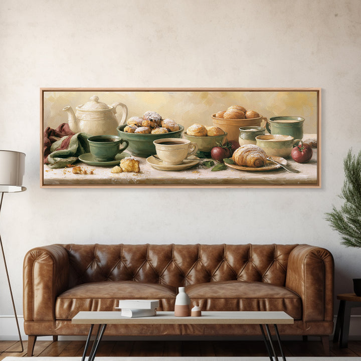 Coffee and Pastry Scene for Breakfast Nook Canvas Print, Dining Room Art, Room Decor, Dining Room Decor, Fine Art, Dining, DRA-3x1-30