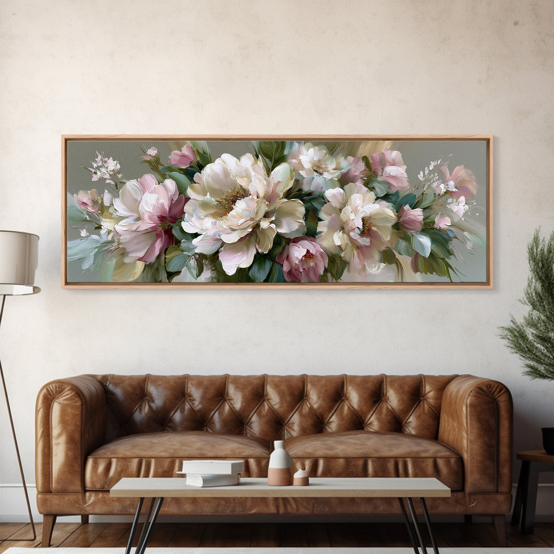 Large Expressive Flower Vase Canvas Print, Dining Room Art, Dining Room Wall Art, Dining Room Decor, Oil Painting, Dining, DRA-3x1-40