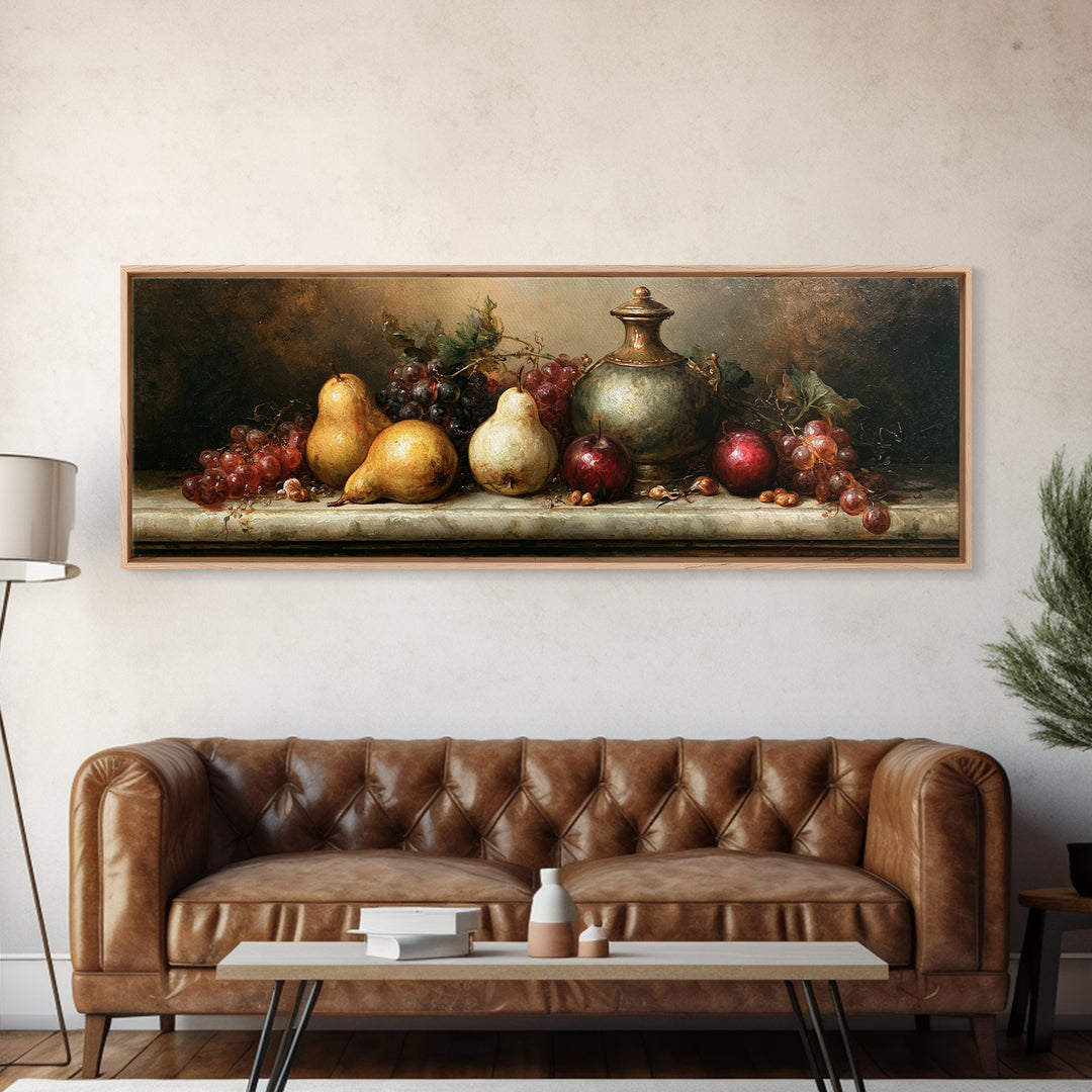 Classical Fruit Still Life Canvas Print, Dining Room Art, Abstract Wall Art, Dining Room Decor, Watercolor Art, Dining, DRA-3x1-41