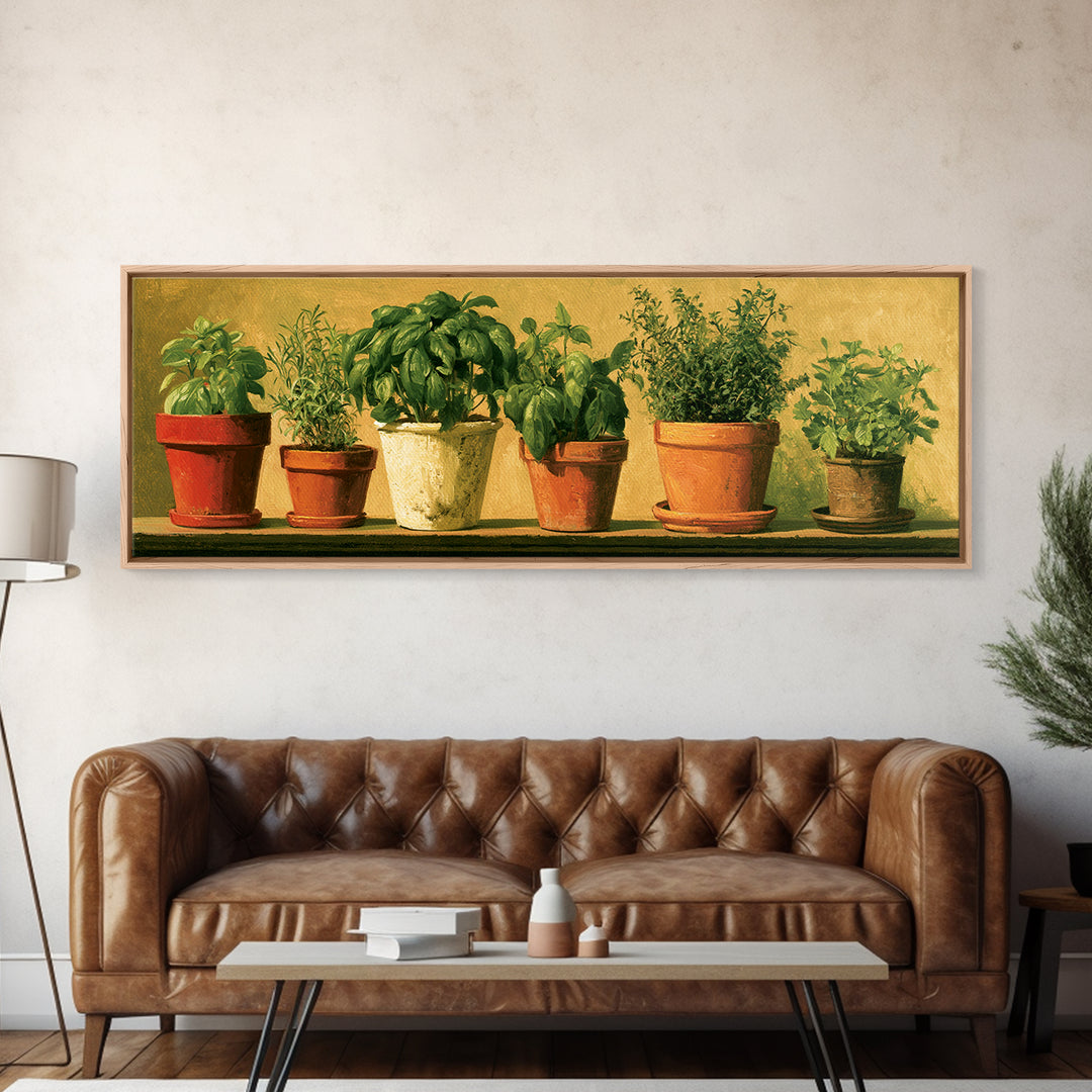 Modern Kitchen Herbs Canvas Print, Dining Room Art, Printable Art, Dining Room Decor, Abstract Art, Dining, Coastal Wall Art, DRA-3x1-49