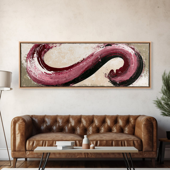 Abstract Red Wine Swirl Framed Canvas Print, Dining Room Art, Canvas Art, Dining Room Decor, Fine Art, Dining, Bedroom Wall Art, DRA-3x1-58