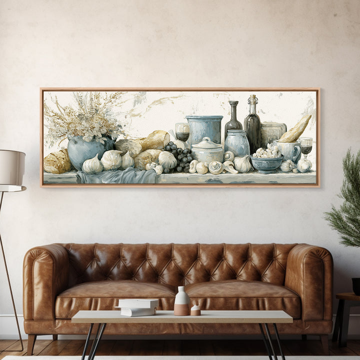French Bistro Food Illustration Without Text Canvas Print, Dining Room Art, Digital Print, Dining Room Decor, Dining, DRA-3x1-74
