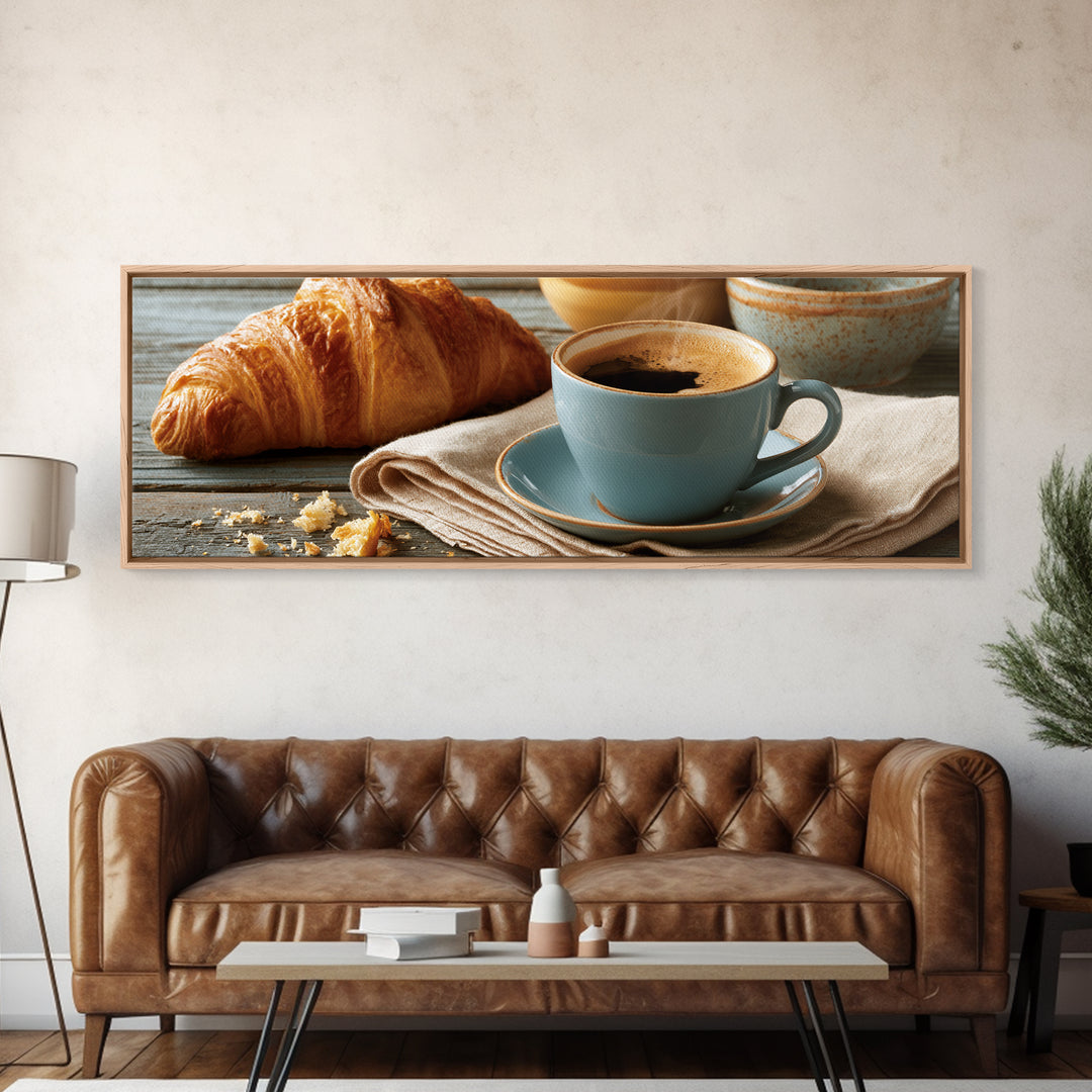 Coffee and Pastry Scene for Breakfast Nook Canvas Print, Dining Room Art, Textured Painting, Dining Room Decor, Dining, DRA-3x1-78
