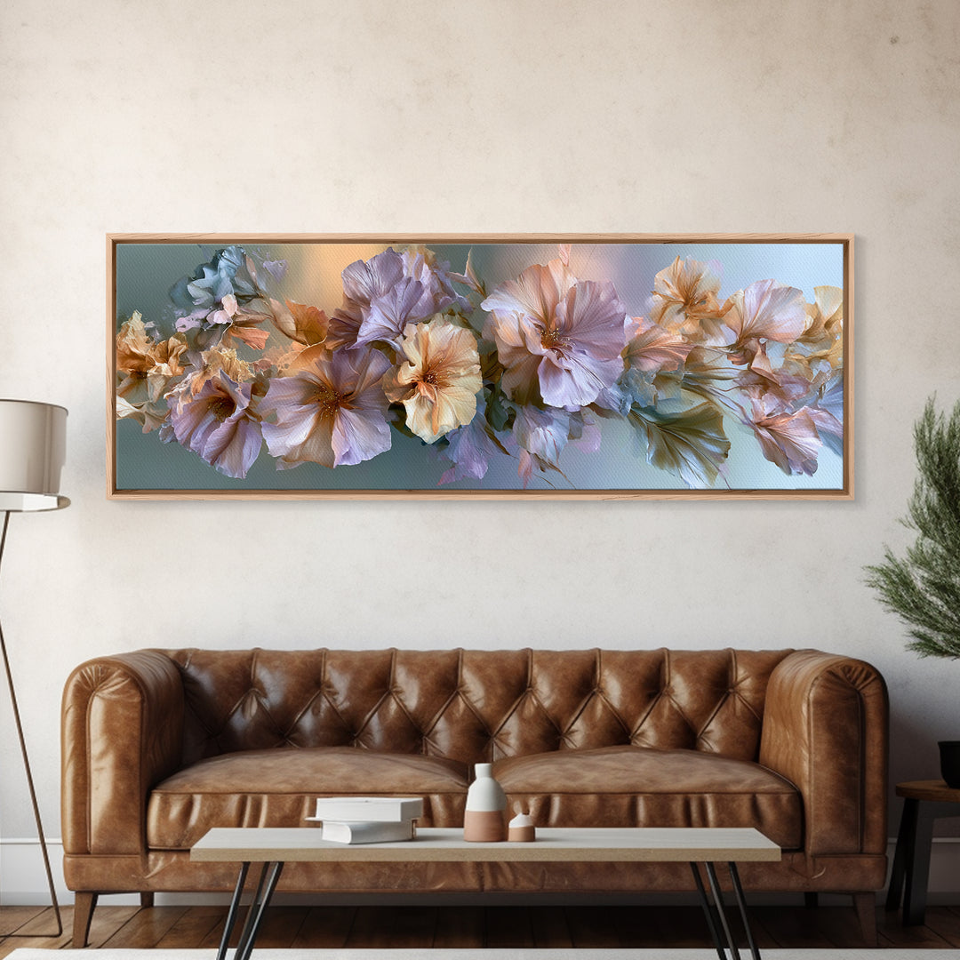 Large Floral Centerpiece Framed Canvas Print, Dining Room Art, Living Room Decor, Dining Room Decor, Fine Art, Dining, DRA-3x1-90
