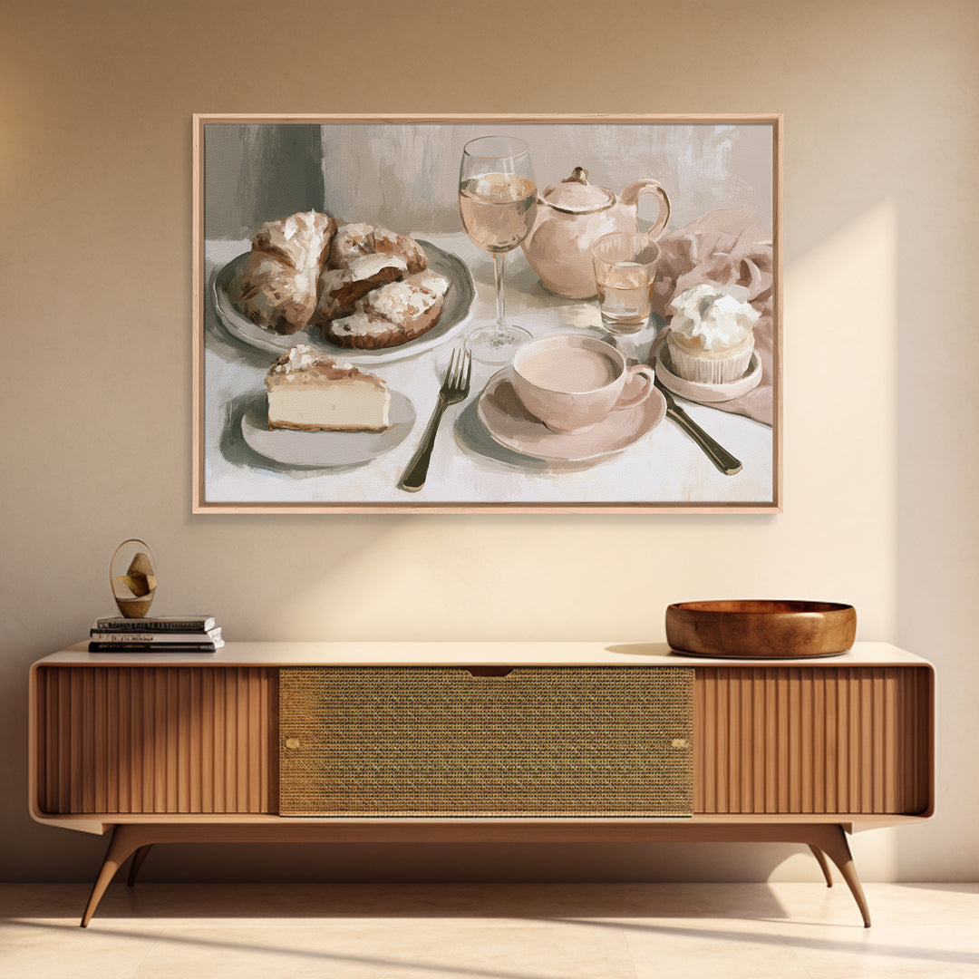 French Bistro Food Illustration Without Text Canvas Print, Dining Room Art, Abstract Art, Dining Room Decor, Fine Art, Dining, DRA-3x2-38