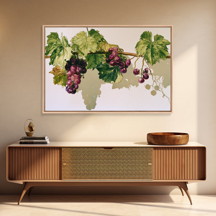 Botanical Grapevine with Leaves and Fruit Canvas Print, Dining Room Art, Abstract Wall Art, Dining Room Decor, Oil Painting, DRA-3x2-49