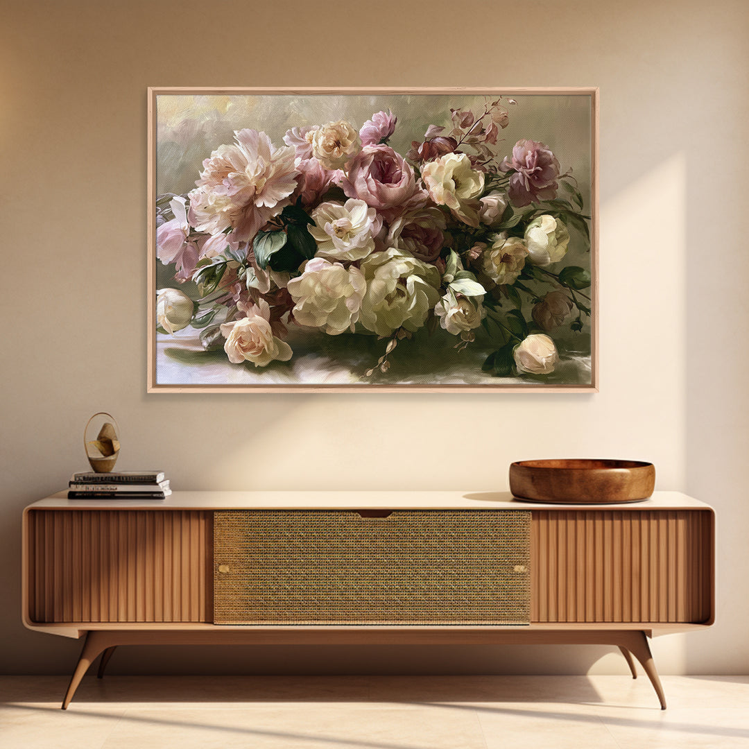 Large Floral Centerpiece Canvas Print, Dining Room Art, Kitchen Wall Art, Dining Room Decor, Oil Painting, Dining, DRA-3x2-54