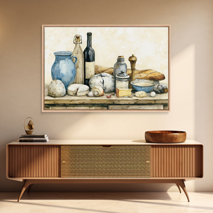 French Bistro Food Illustration Without Text Canvas Print, Dining Room Art, Abstract Art, Dining Room Decor, Fine Art, Dining, DRA-3x2-62