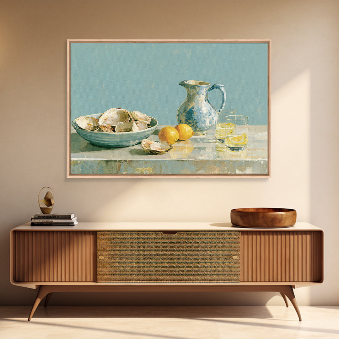 Shellfish and Lemon Still Life Canvas Print, Dining Room Art, Set of 3 Prints, Dining Room Decor, Dining, Fine Art Print, DRA-3x2-68