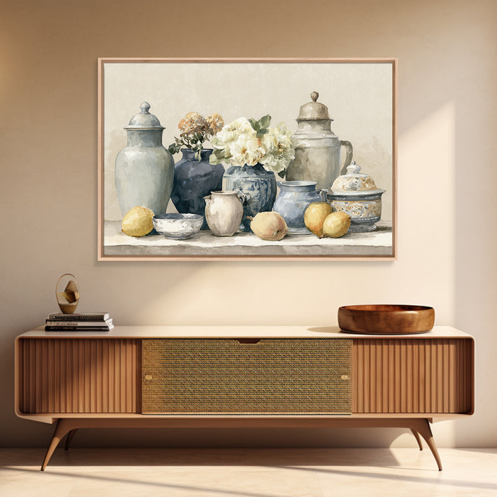 Classic Dutch Feast Arrangement Framed Canvas Print, Dining Room Art, Abstract Art, Dining Room Decor, Watercolor Art, Dining, DRA-3x2-71
